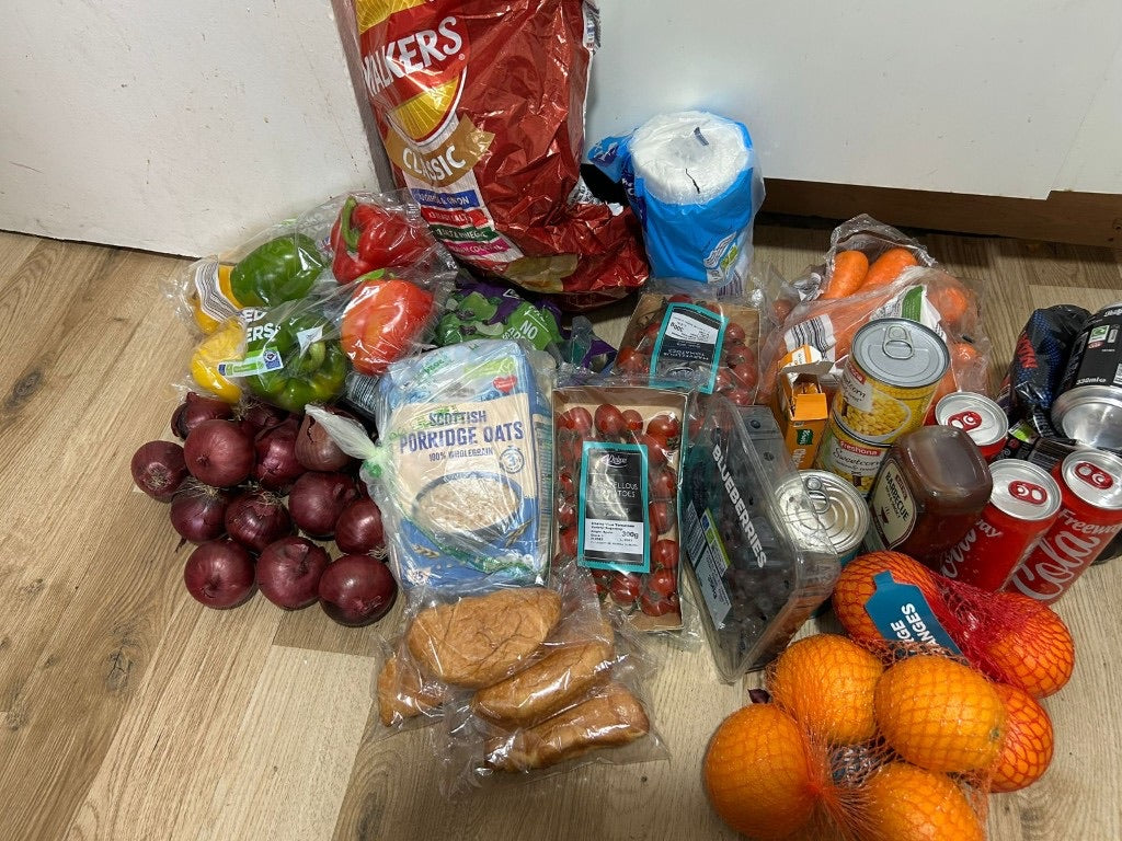 Fruit, vegetables and store-cupboard food collected for Womenion community food support
